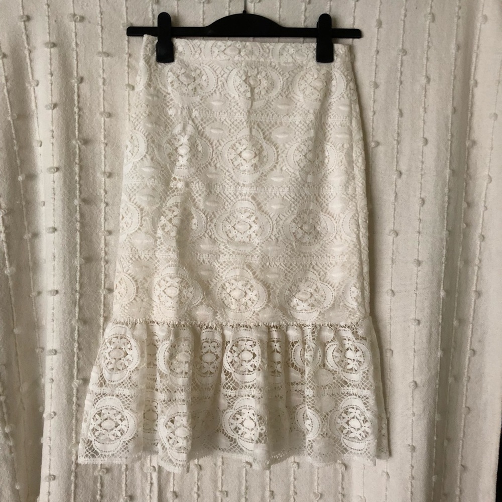 White Lace Midi Skirt